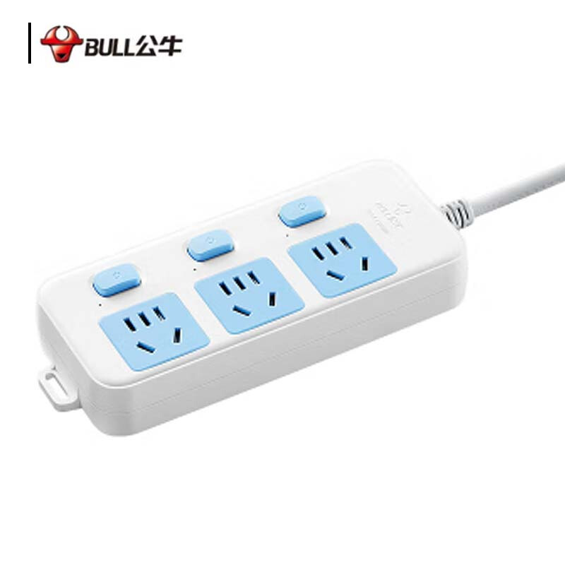 公牛 GN-314 排插  插线板/插排/接线板/拖线板 分控 3位 1.8米 白蓝 1个/包按（个）销售