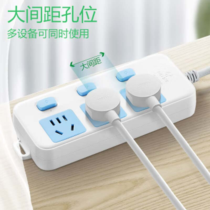 公牛 GN-314 排插 插线板/插排/接线板/拖线板 分控 3位 1.8米 白蓝 1个/包按(个)销售 公牛 GN-314 排插 插线板/插排/接线板/拖线板 分控 3位 1.8米 白蓝 1个/包按(个)销售