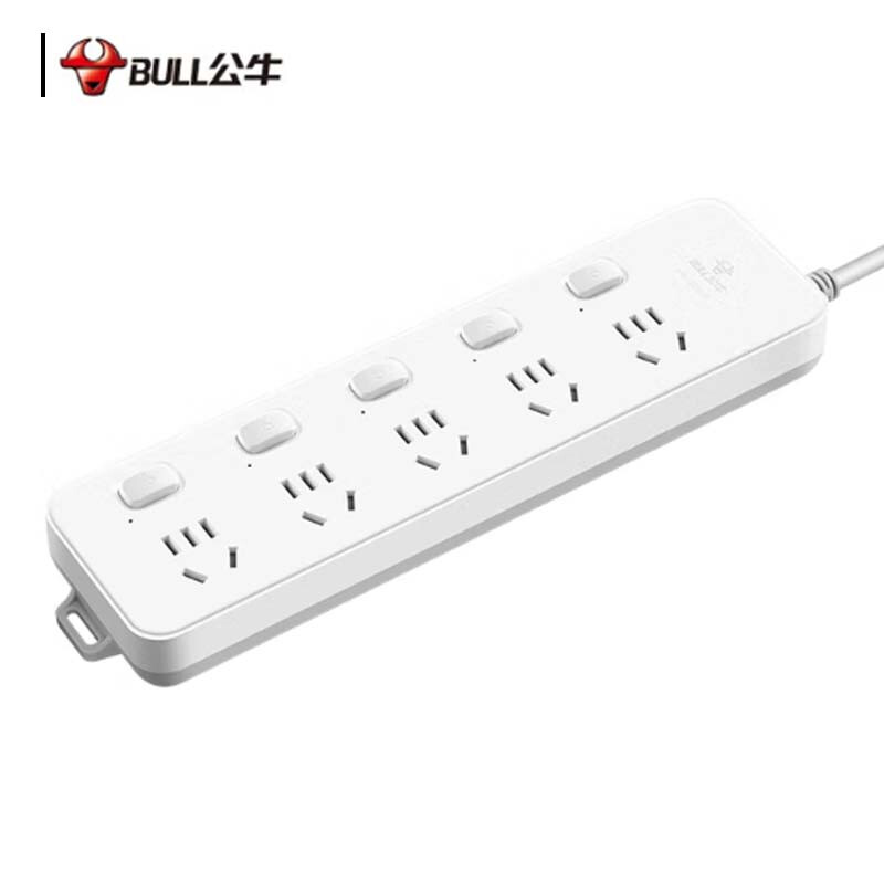 公牛 GN-312 排插  插线板/插排/接线板/拖线板 分控 5位 5米 白色 1个/包按（个）销售