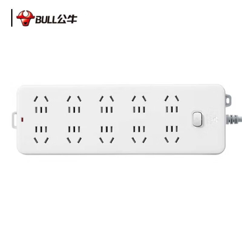 公牛 GN-218 排插  插线板/插排/接线板/拖线板 总控 10位 5米 白色 1个/包按（个）销售