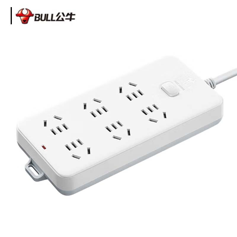 公牛 GN-216 排插 插线板/插排/接线板/拖线板  总控 6位 5米 白色 1个/包按（个）销售