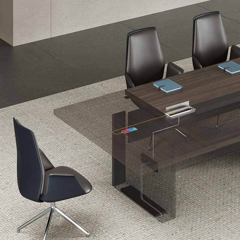 奇冠 QG-TAD-MTC-3612 板式会议桌  3600W*1200D*750Hmm 乌金胡桃+深铁灰按（张）销售