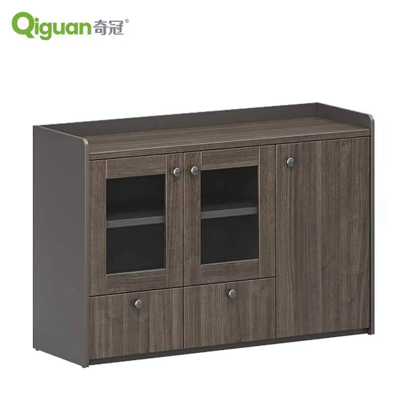 奇冠 QG-TAD-CAW-1208D 板式茶水柜  1200W*400D*805Hmm 乌金胡桃+深铁灰按（张）销售