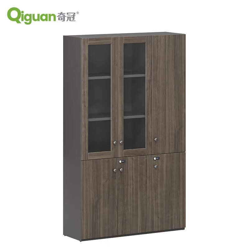 奇冠 QG-TAD-CAS-1220D 板式文件柜书柜  1200W*400D*2000Hmm 乌金胡桃+深铁灰按（张）销售