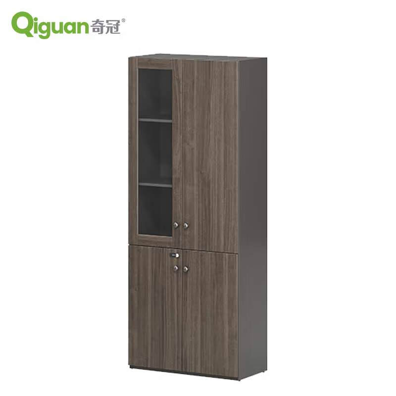 奇冠 QG-TAD-CAQ-0820D 板式文件柜书柜  800W*400D*2000Hmm 乌金胡桃+深铁灰按（张）销售