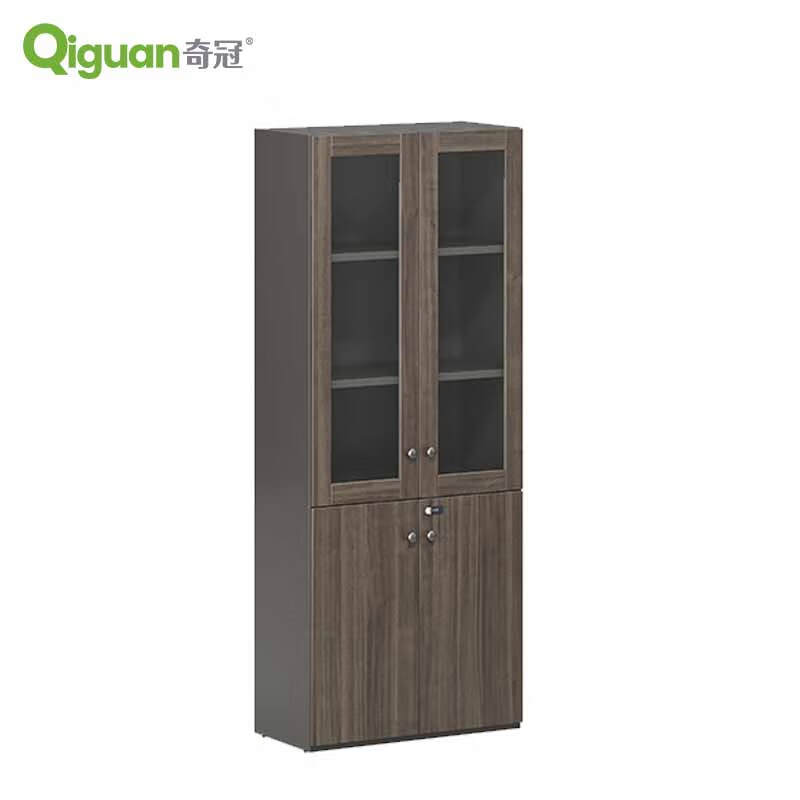 奇冠 QG-TAD-CAO-0820D 板式文件柜书柜  800W*400D*2000Hmm 乌金胡桃+深铁灰按（张）销售