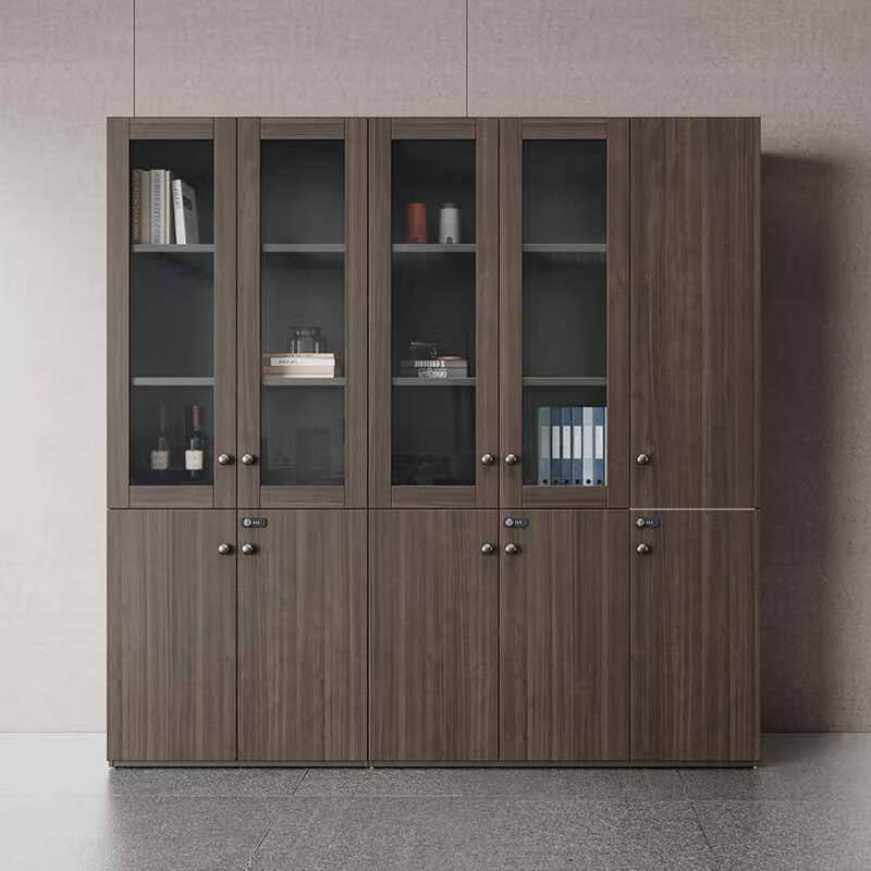 奇冠 QG-TAD-CAO-0820D 板式文件柜书柜  800W*400D*2000Hmm 乌金胡桃+深铁灰按（张）销售