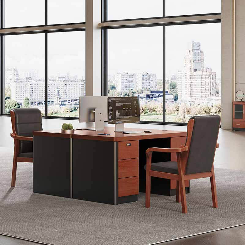 奇冠 QG-TAR-DEC-1407 油漆行政桌办公桌  1400W*700D*760Hmm胡桃+星空灰按（张）销售