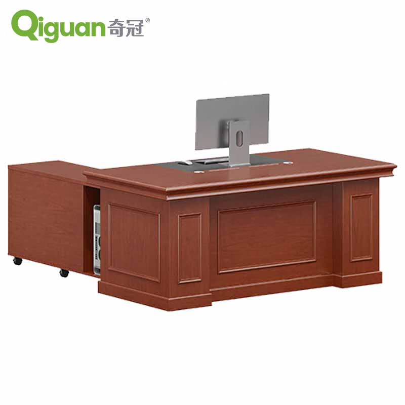 奇冠 QG-F5C181 油漆中班台办公桌  1800W*900D*760Hmm 胡桃色按（张）销售