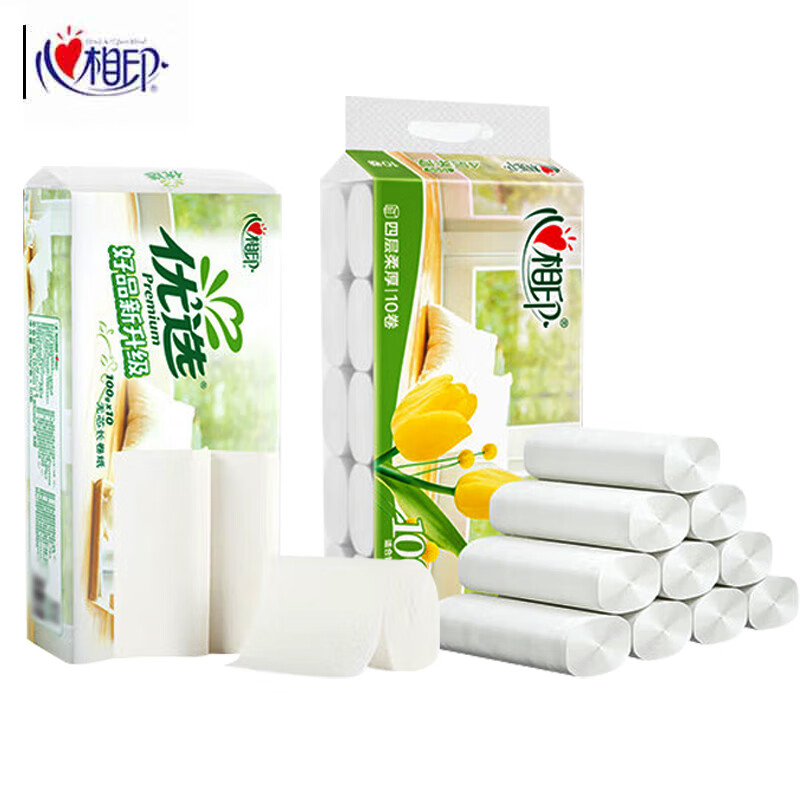 心相印 LR110 四层无芯卷纸  优选靠枕系列 4层 100g/卷 10卷/提 5提/袋按（袋）销售