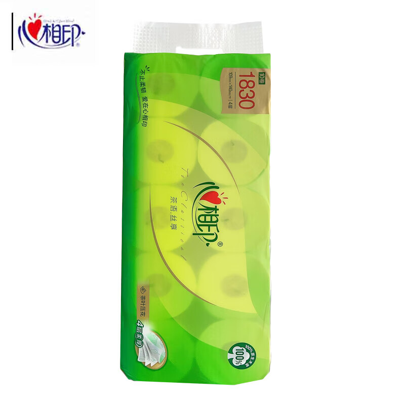 心相印 BT2010 有芯卷筒卫生纸  茶语丝享压花109*140mm 四层 183g 10卷/提按（提）销售