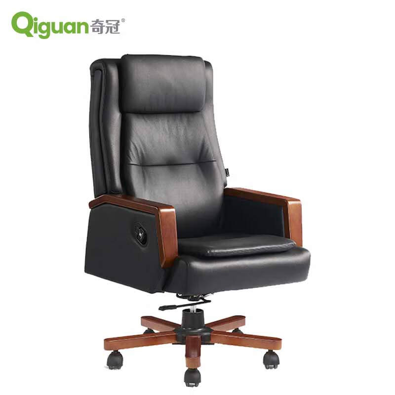 奇冠 QG-2102B 办公椅  油漆班椅转椅 黑色牛皮按（把）销售