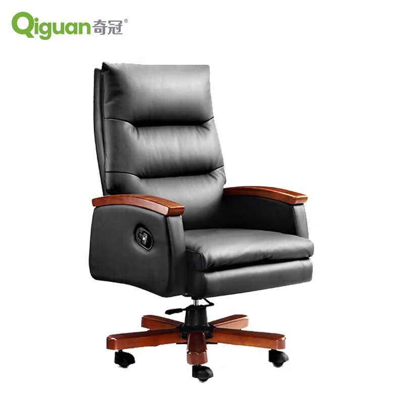 奇冠 QG-2205B 办公椅  油漆班椅转椅 黑色牛皮按（把）销售