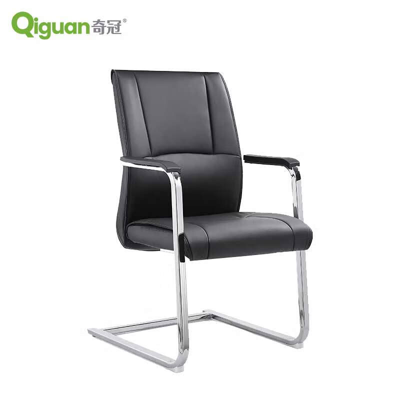 奇冠 QG-2030D 办公椅  弓型椅皮椅 黑色西皮按（把）销售