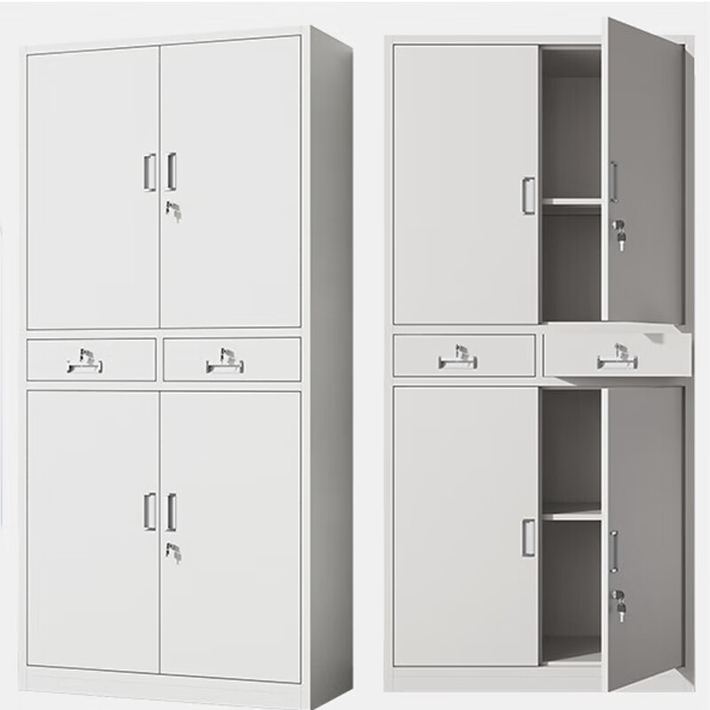 奇冠 书柜 1800*850*390mm  钢制中二斗文件柜 常规 灰白按（张）销售