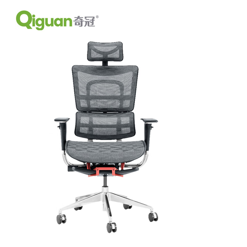 奇冠 QG-801F-35L 人体工学椅办公椅 700*700*1200-1285mm 黑色网布按（把）销售