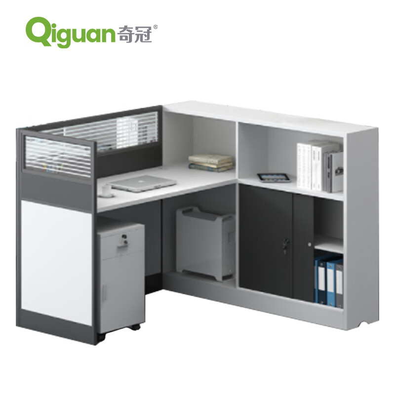 奇冠 屏风工位 1500*1400*1100mm L型单人位职员桌-8 暖白色按（组）销售