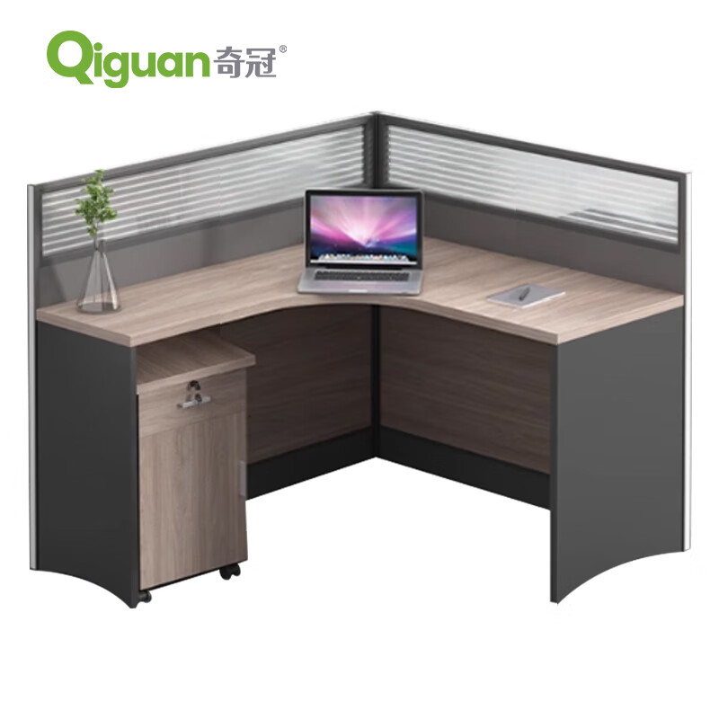 奇冠 屏风工位 1400*1200*1100mm 单人位L型职员桌-4  榆木色按（组）销售
