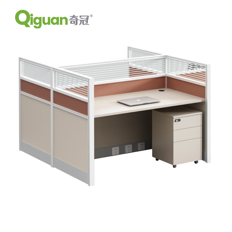 奇冠 屏风工位 1200*1200*1100mm 对坐2人位职员桌-4 利休白茶按（组）销售