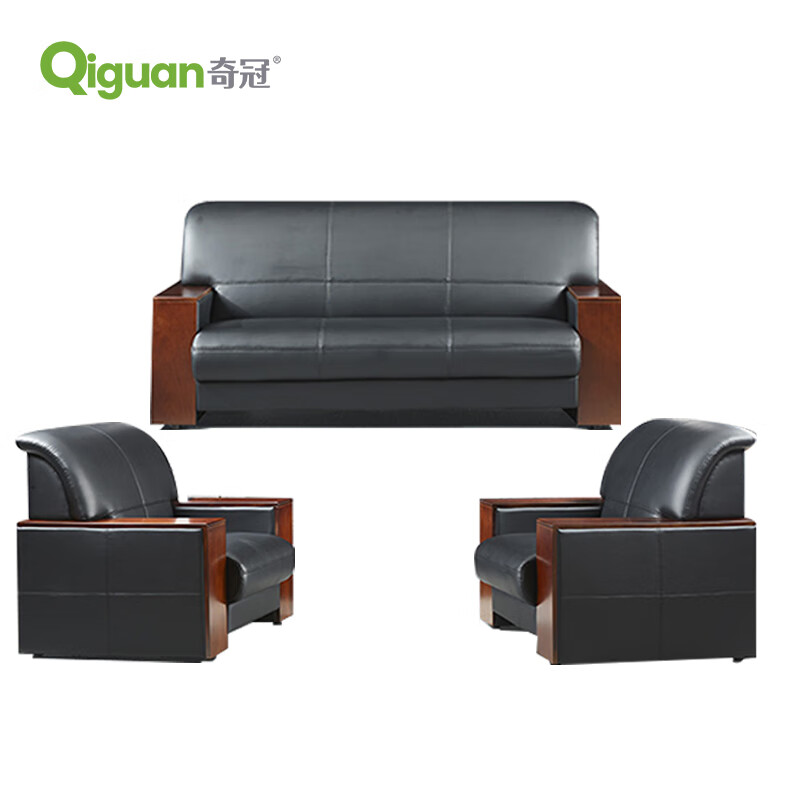 奇冠 QG-L-836(1+1+3) 办公沙发套装 黑色西皮按（套）销售
