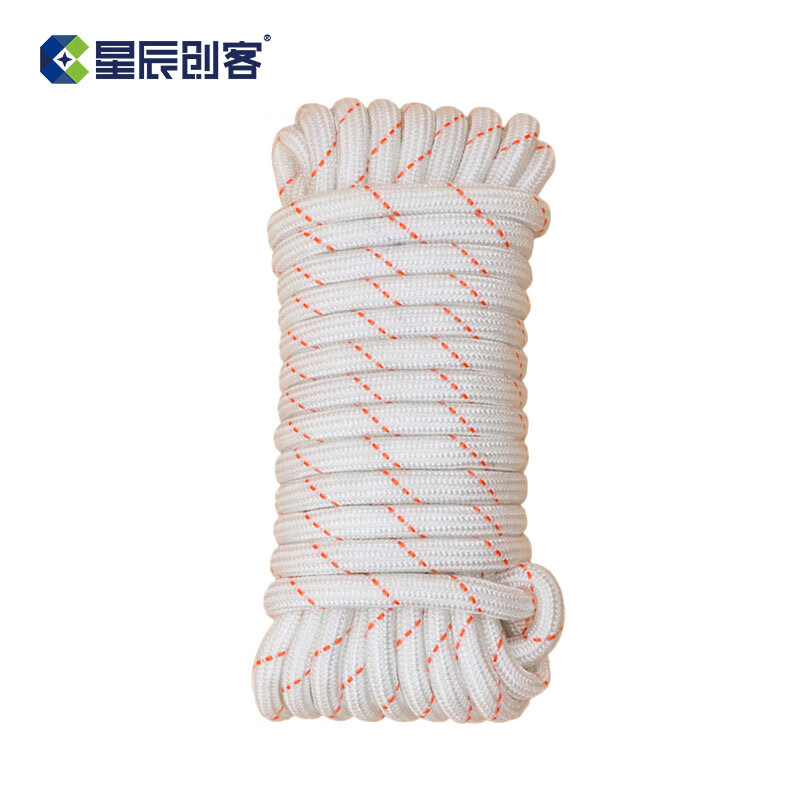 星辰创客 XGS-N14100 尼龙绳  耐磨编织绳货车捆绑绳晒衣绳 14mm*100m 红白 一捆装 捆按（捆）销售