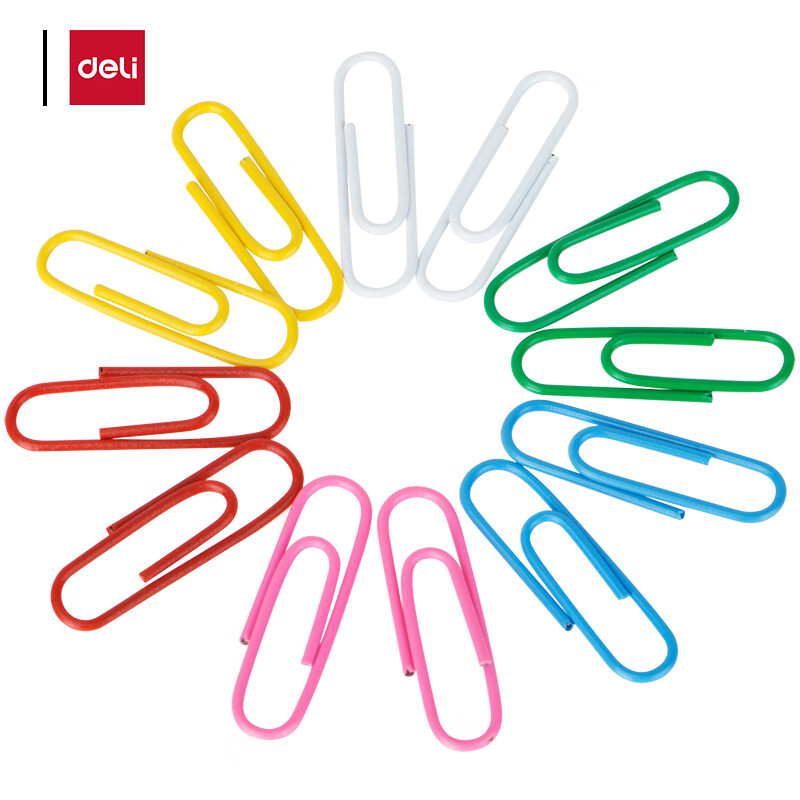 得力 0038 彩色回形针  混色 3# 29mm 160枚/盒 单位：盒按（盒）销售