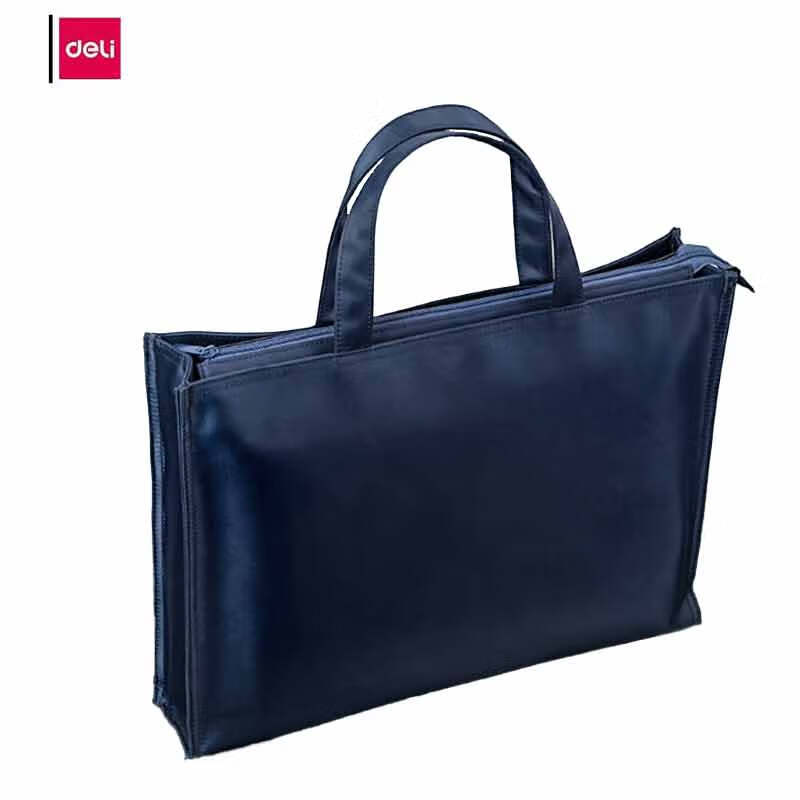 得力 63761 拉链手提袋  大容量商务蓝色 单位：个按（个）销售