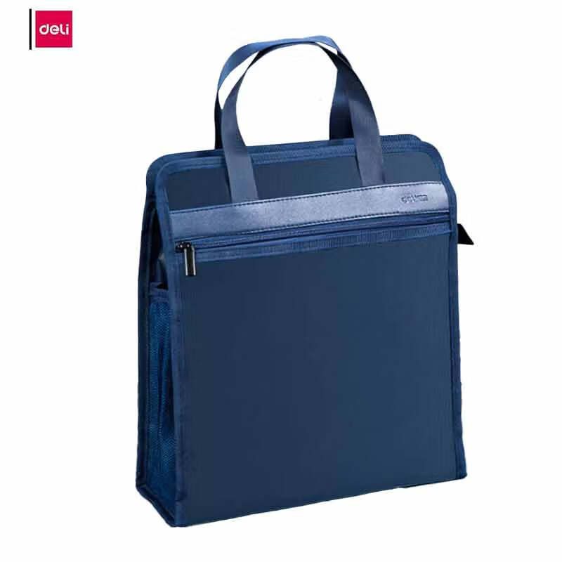 得力 63760 办公手提袋  加厚竖式立体 会议包/事务包/文件包 345*300*115mm 蓝色 单位：个按（个）销售