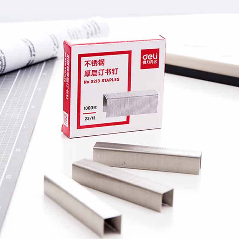 得力 0213 厚层订书钉  23/13 1000枚/盒 单位：盒按（盒）销售