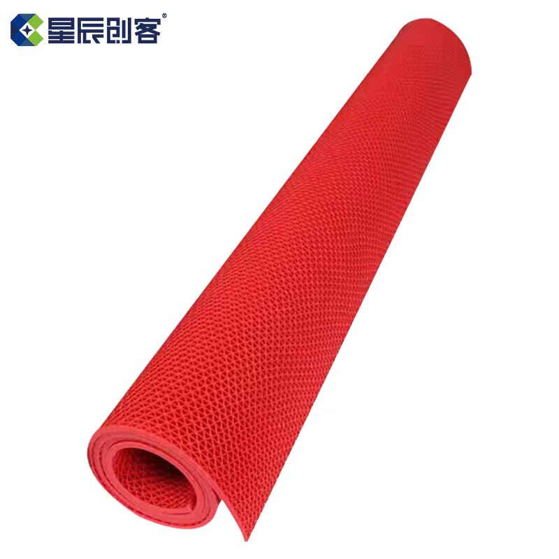 星辰创客 OAD-P04 s型镂空地垫  PVC垫 1.2*15m 厚4.5mm 红色 卷按（卷）销售