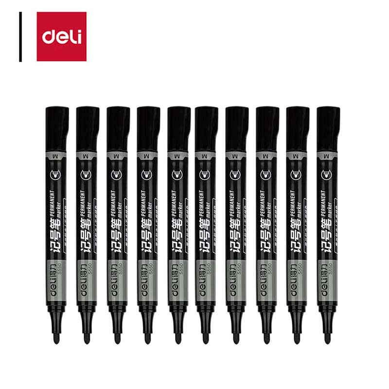得力 S550 思达记号笔  黑色 10支/盒 单位：盒按（盒）销售