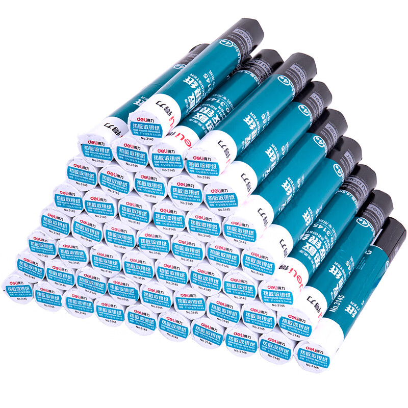 得力 3145 热敏收银纸 57*30mm 4卷/筒 单位:筒按(筒)销售 得力 3145 热敏收银纸 57*30mm 4卷/筒 单位:筒按(筒)销售